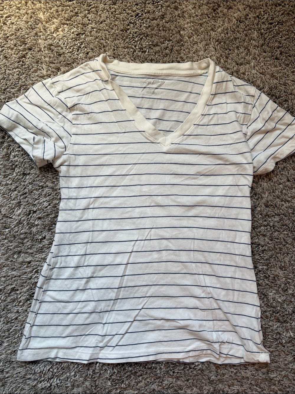 Universal Thread Women's White V‑Neck Tee with Navy Stripes